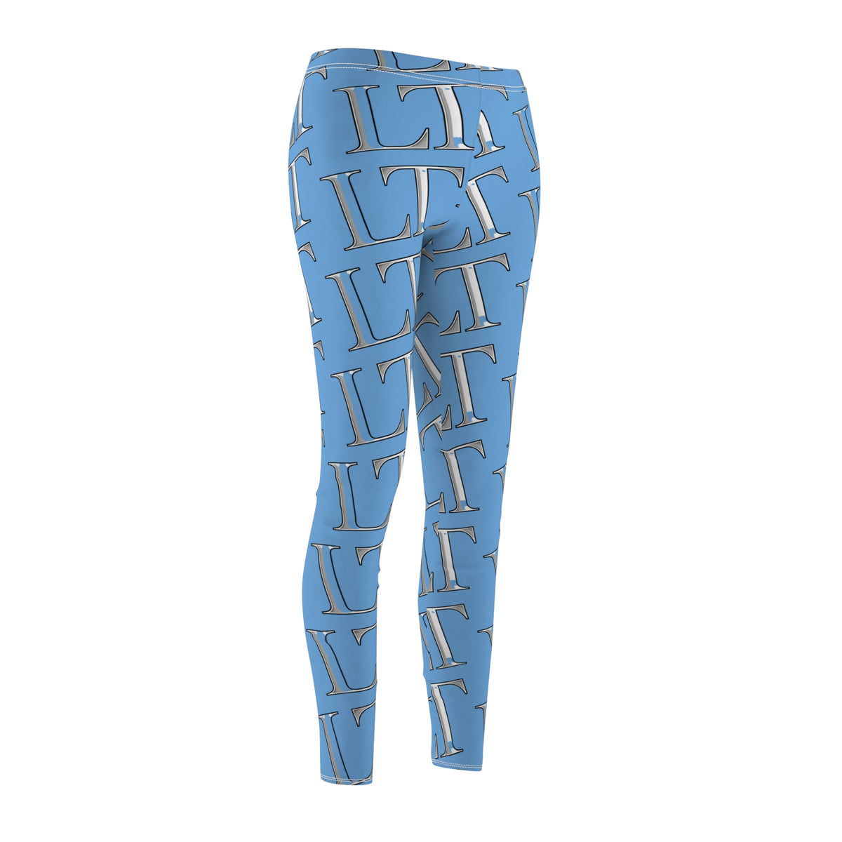Light blue LT Monogram Pattern Leggings — All-Over Printed Casual Women's Leggings