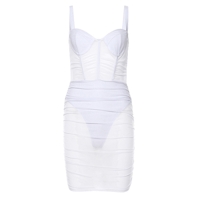 Sheer Mesh Bodycon Dress with Off-Shoulder Design