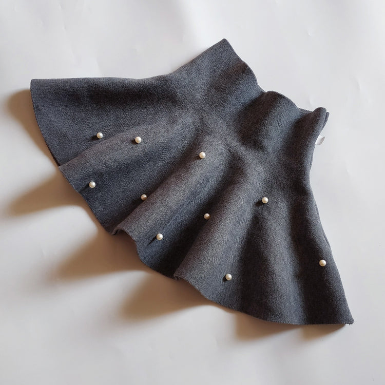 High Waist Knitted Pearl Umbrella Skirt for Girls