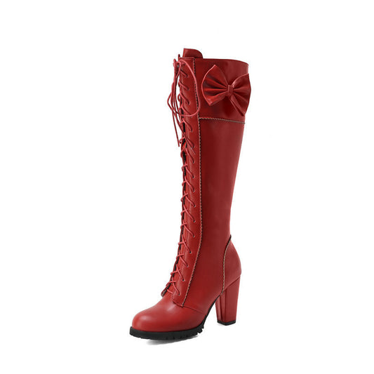 Pretty Pressure- Lace-up High Heel Knight Boots
