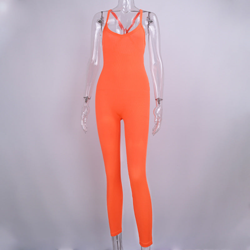 Women's Sexy Solid High Waist Jumpsuit
