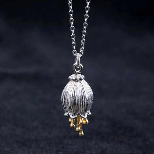 S925 Silver Flower Pendant Vintage Style Necklace