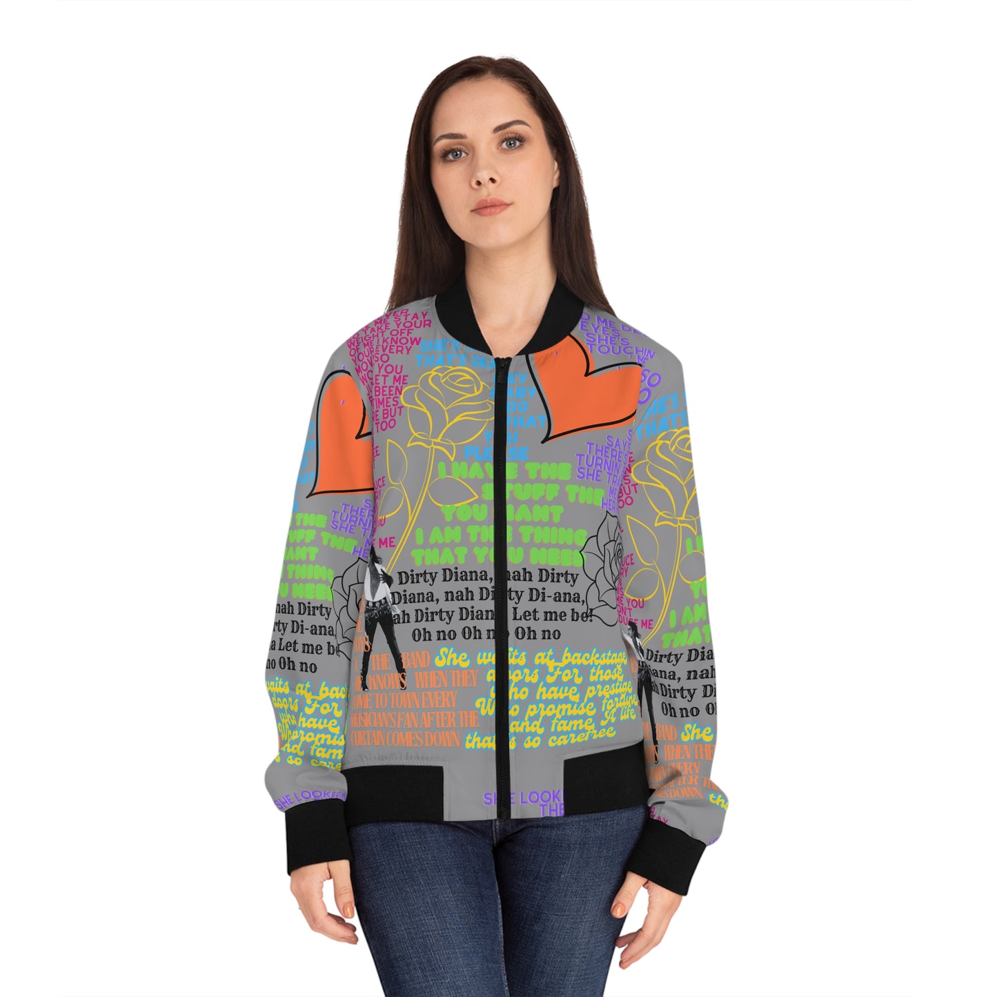 Dirty Diana-Colorful Women's Bomber Jacket • Trendy Streetwear for Music Lovers • Perfect for Concerts, Casual Outings, and Gifting • Inspired Fashion