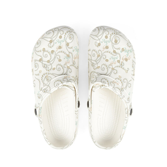 Pearls 4 girls crocs with Subtle Paisley Print – Lightweight Garden & Casual Shoes