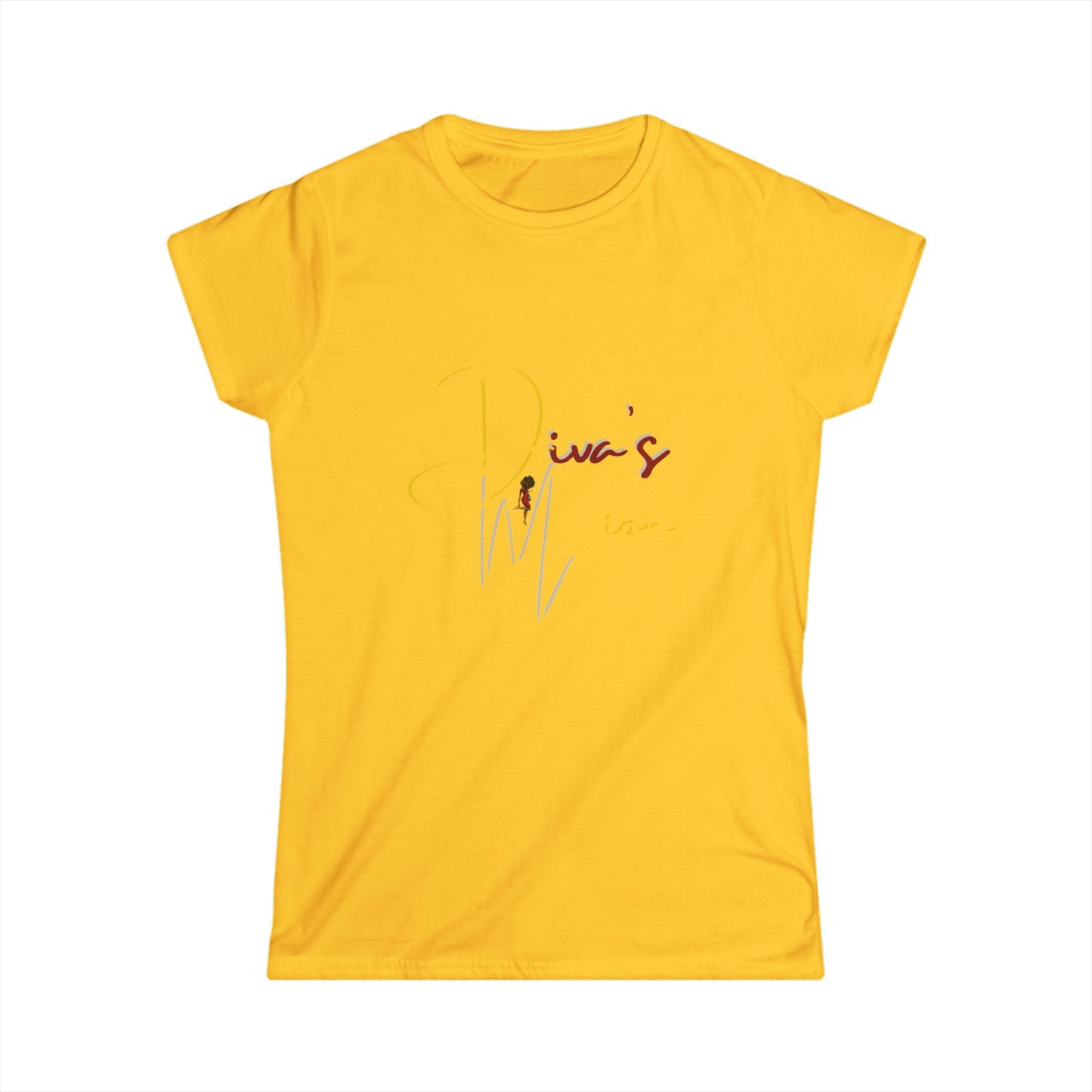 White Women's Tee - 'Diva's Mission' Script Logo Graphic