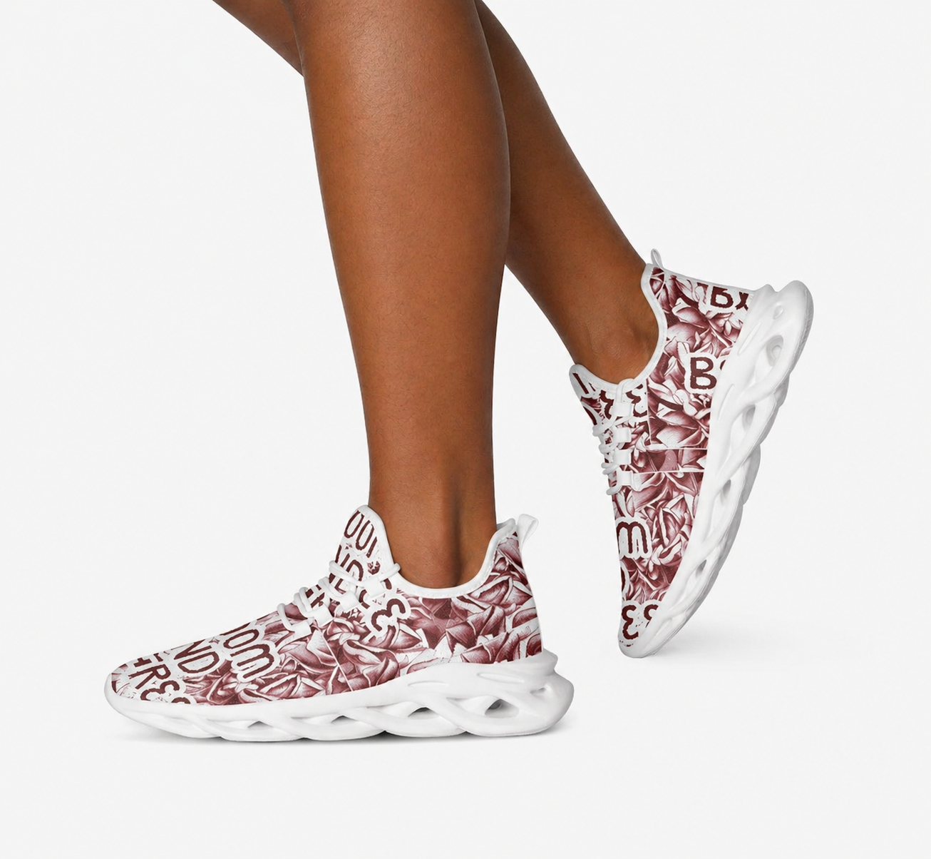 Bloom and Be Free- Bounce Mesh Knit Sneakers - White/Red