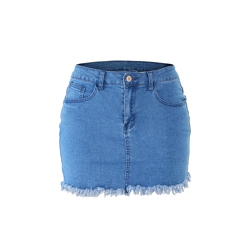Retro Tassel Denim Skirt for Women