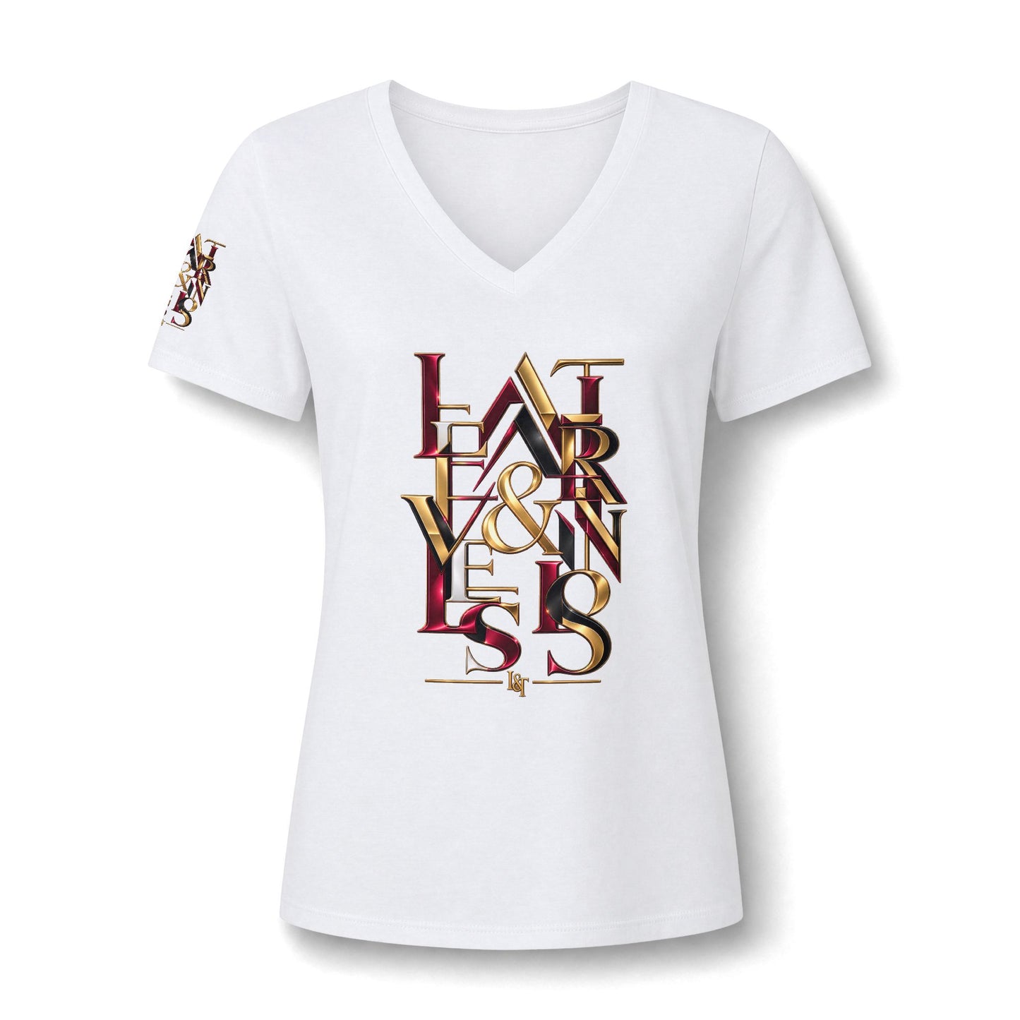 L&T’s Women's V-Neck Tee — Latvensis Typographic Art Shirt