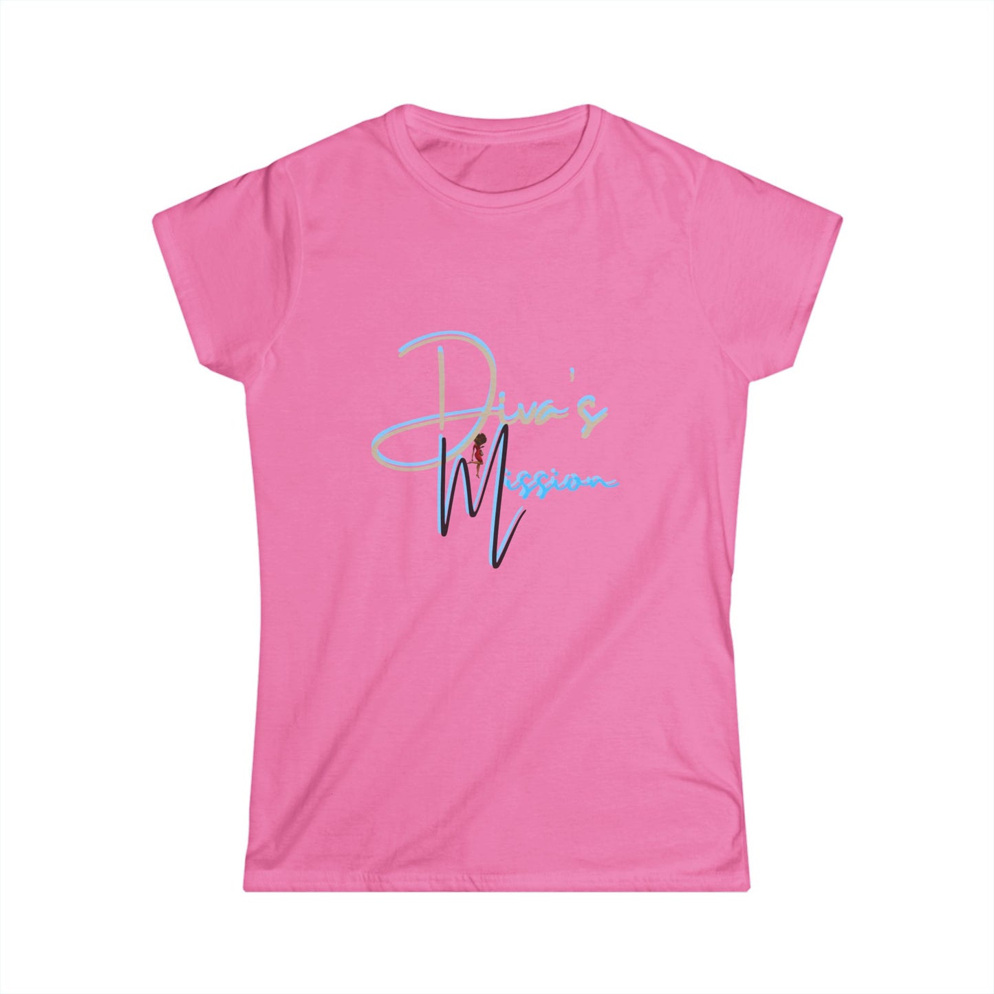 Blue Women's Tee - 'Diva's Mission' Script Logo Graphic