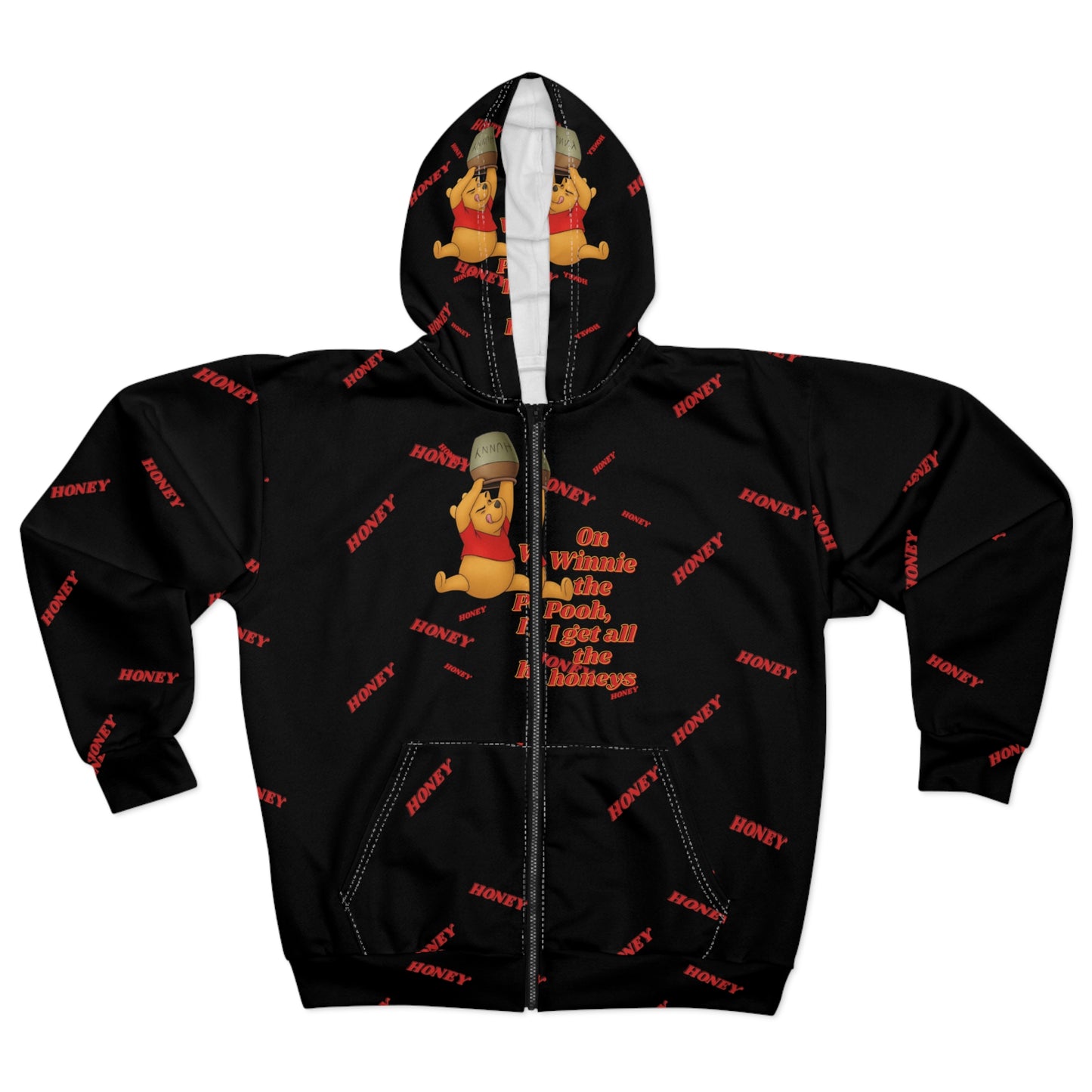 On Pooh Zip Hoodie — "On Winnie the Pooh, You Know I'm Sweet"