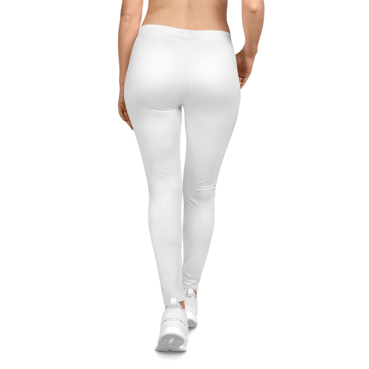 Single  LT Leggings — White Casual Women's Leggings with Gold Initials
