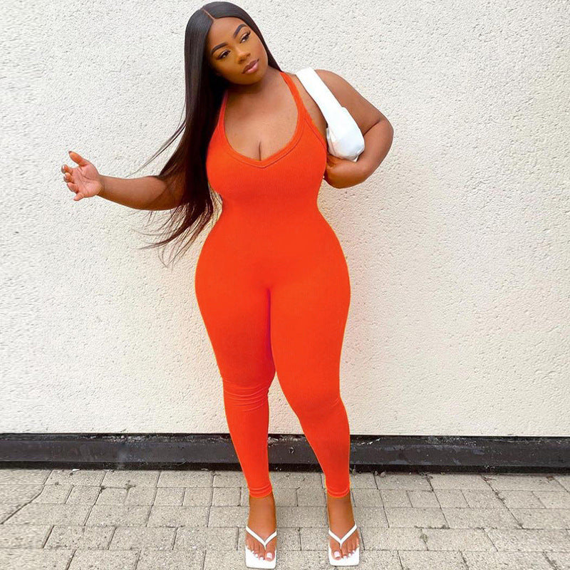 Women's Sexy Solid High Waist Jumpsuit