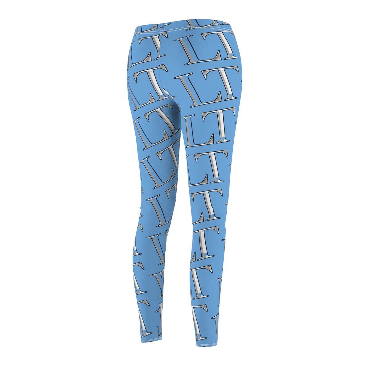 Light blue LT Monogram Pattern Leggings — All-Over Printed Casual Women's Leggings
