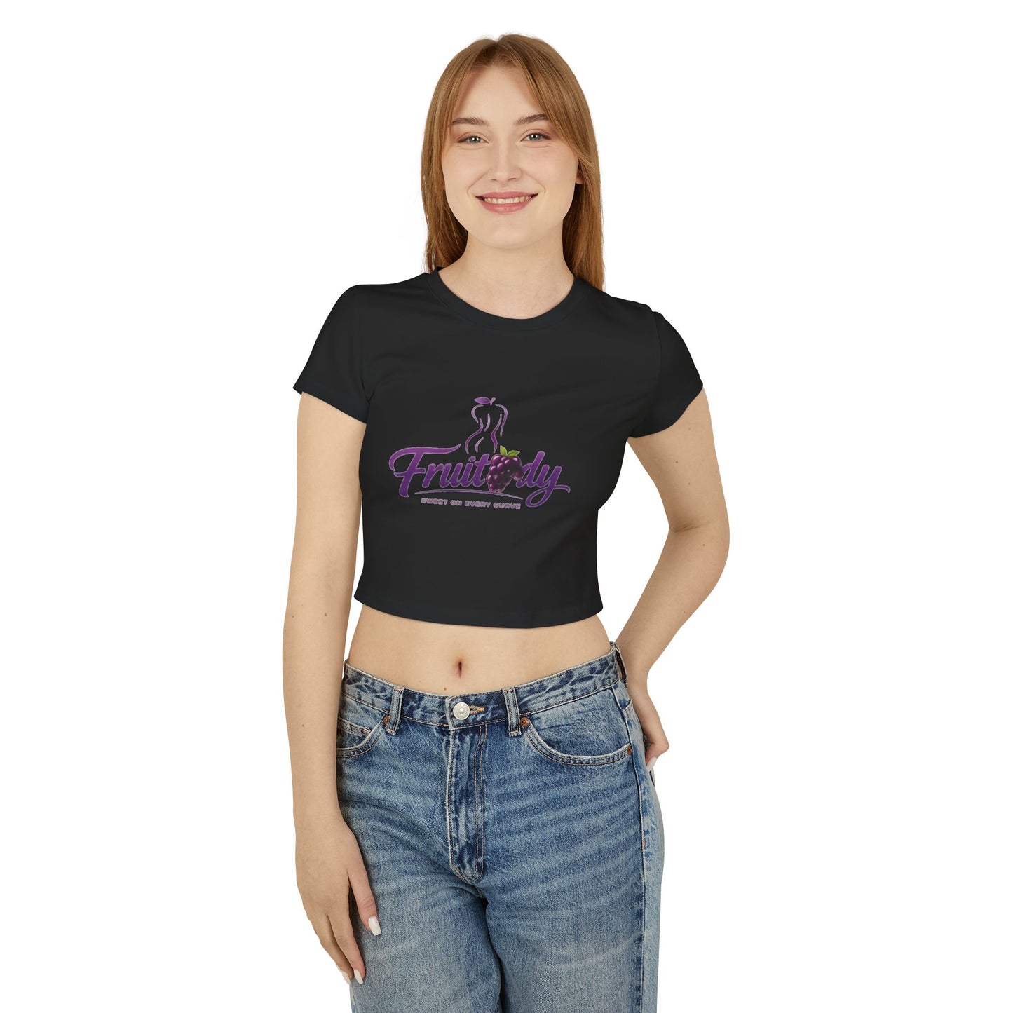 Fruitody Women's Crop Tee — grape Fruit Logo Casual Summer Top