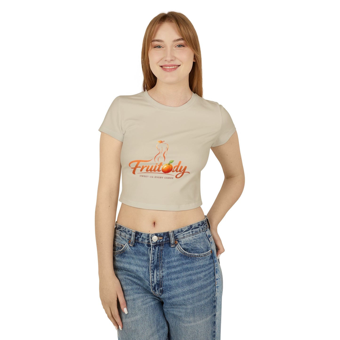 Fruitody Women's Crop Tee — Orange  Fruit Logo Casual Summer Top