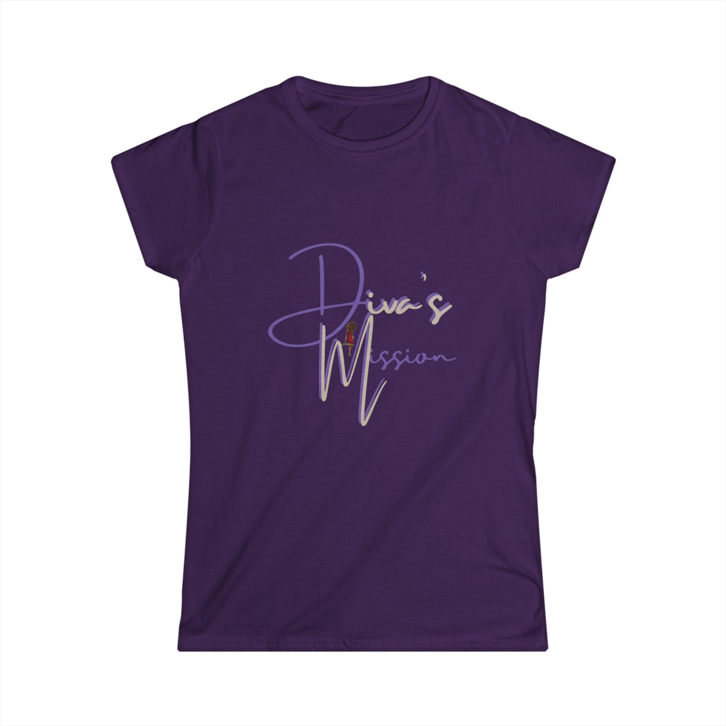 Purple Women's Tee - 'Diva's Mission' Script Logo Graphic