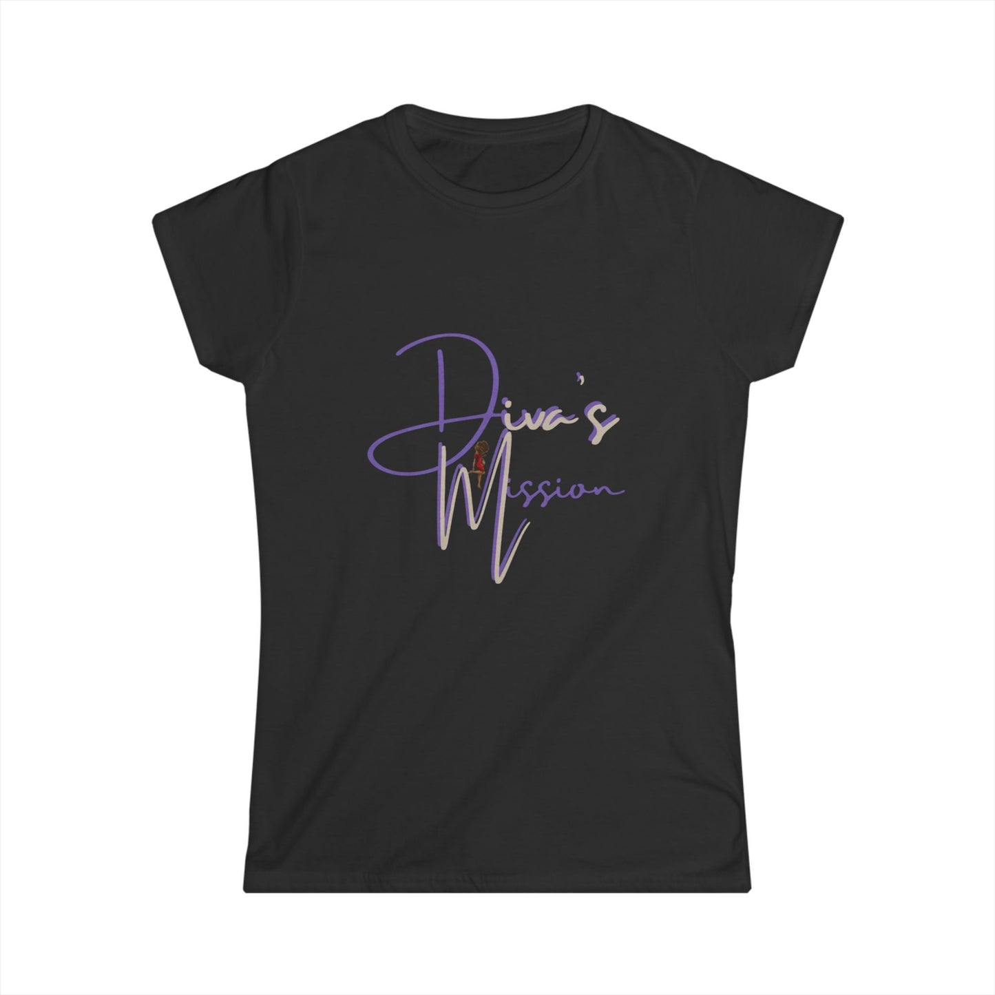 Purple Women's Tee - 'Diva's Mission' Script Logo Graphic