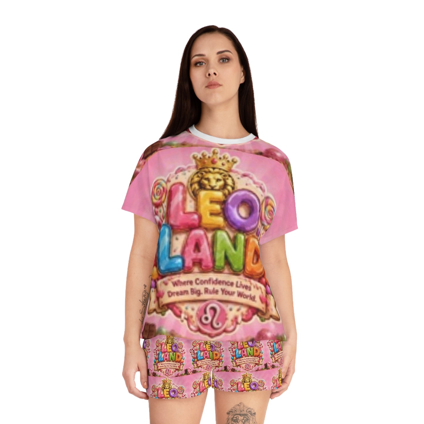 Leo Land Women's Pajama Set — Cute Pink Zodiac Sleepwear with 'Leo Land' Design