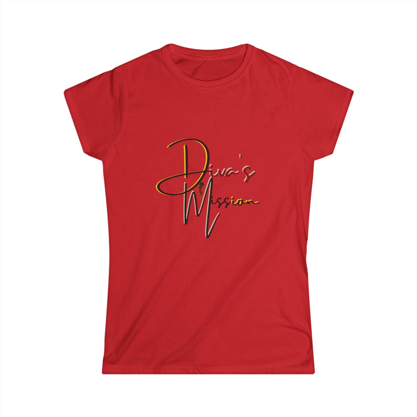Yellow Women's Tee - 'Diva's Mission' Script Logo Graphic