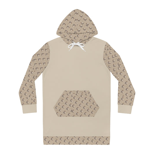 LT Beige Mini Dachshund Pattern Hoodie Dress — Cozy Dog Lover AOP