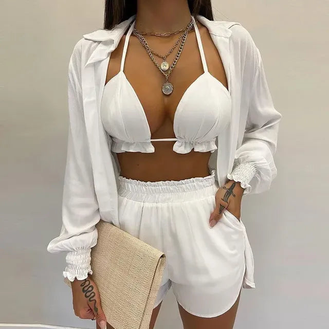 2026 Summer Women's Sexy Three-Piece Beach Outfit