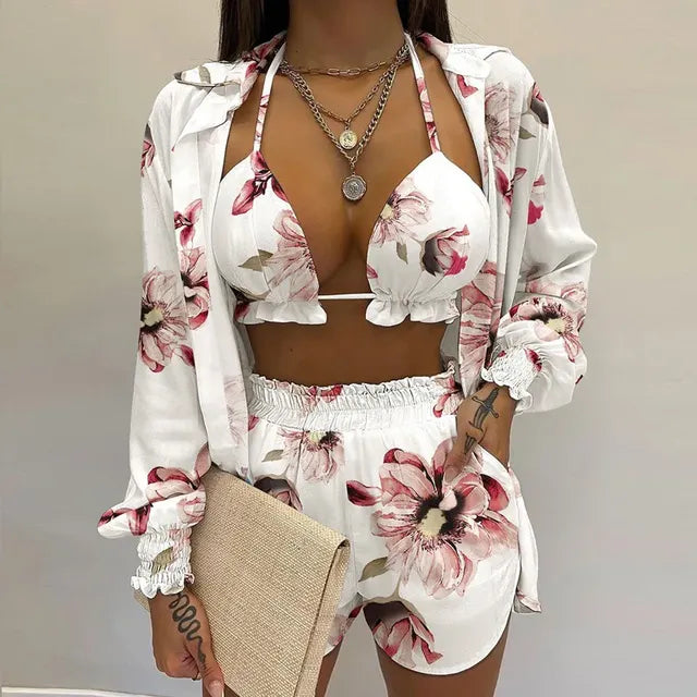 2026 Summer Women's Sexy Three-Piece Beach Outfit