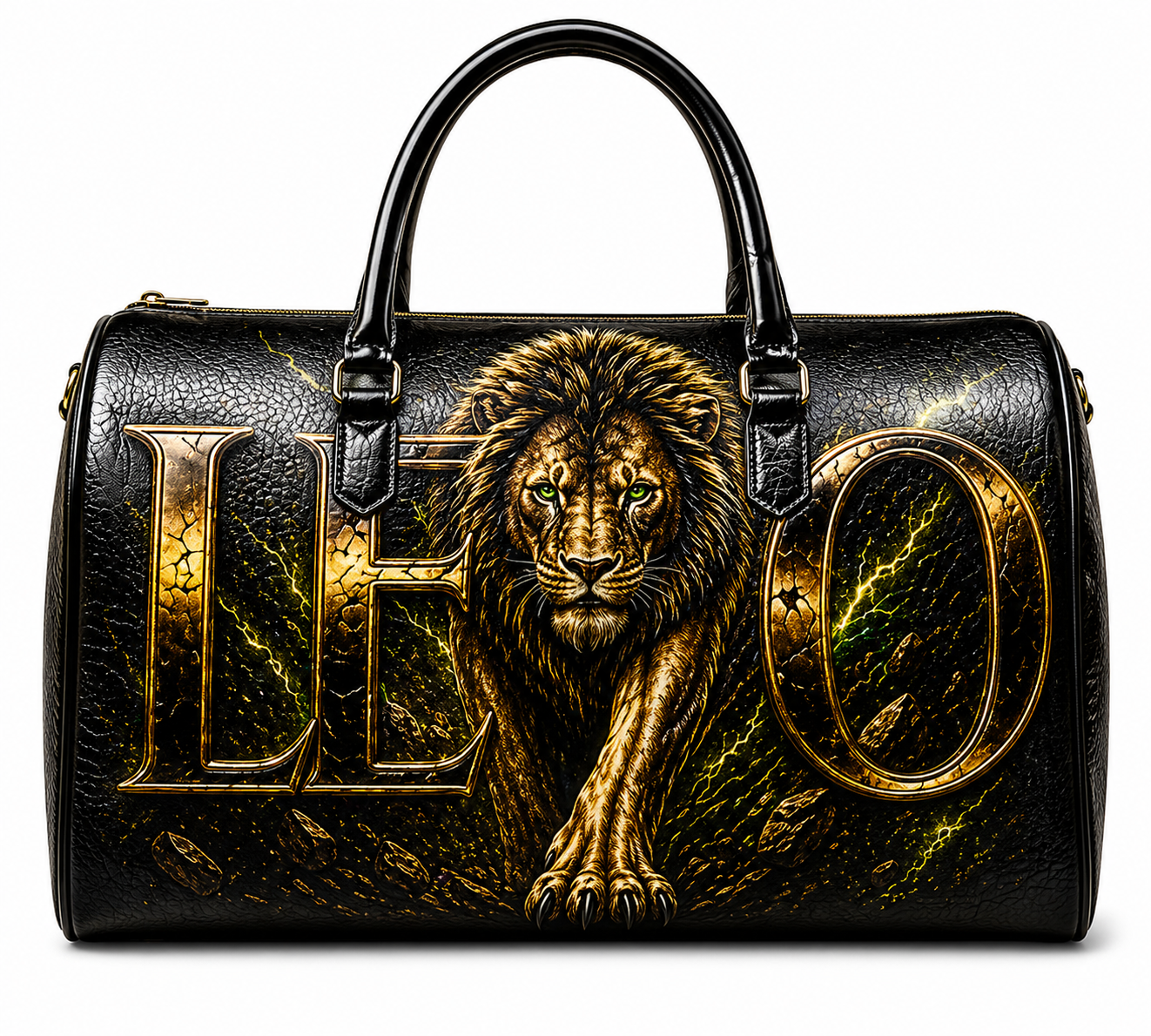 Leo Lions Leather Travel Bag – Vintage Majestic Lion Duffle for Men & Women