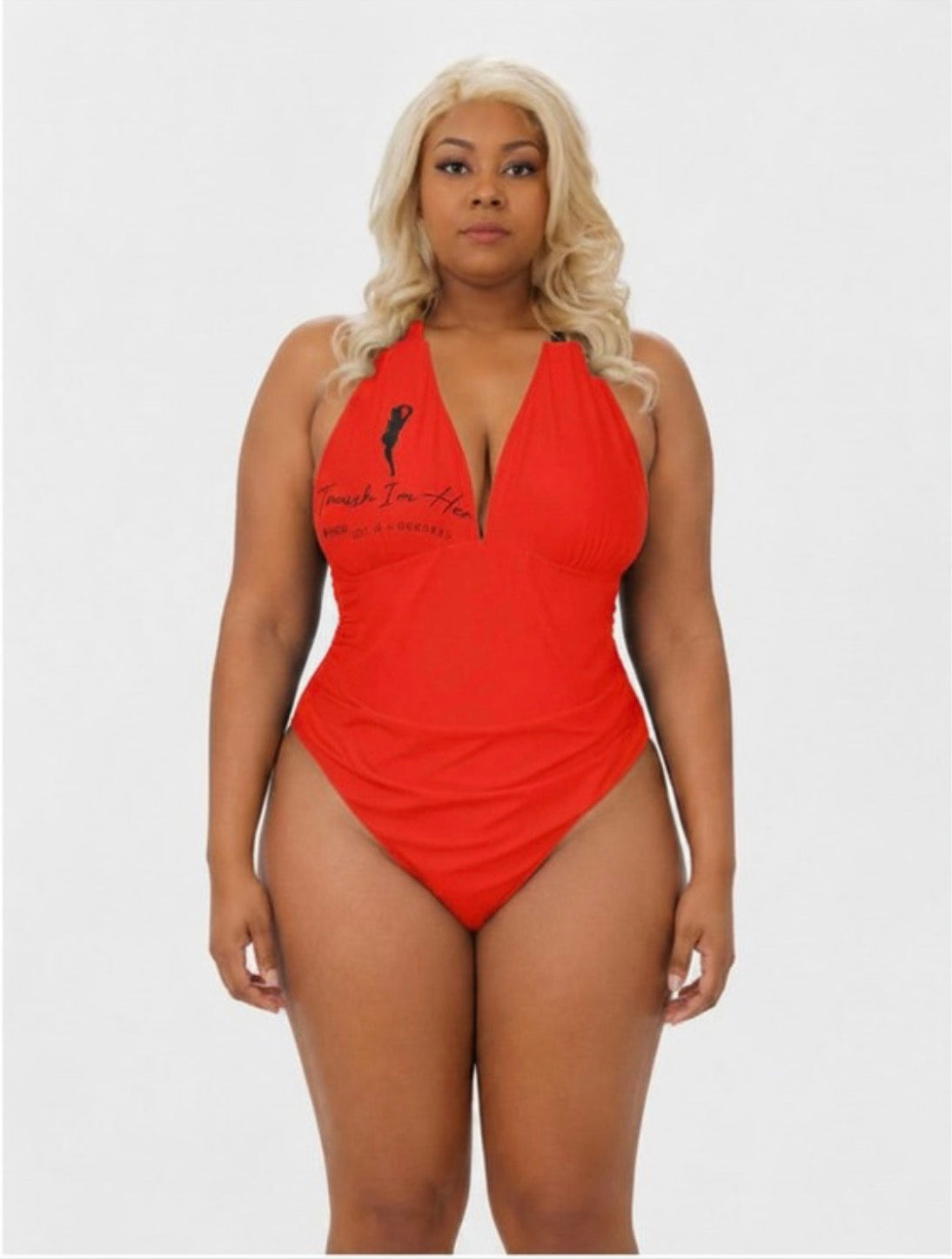 Beach I'm Her-Women's One-Piece Swimsuit -Red