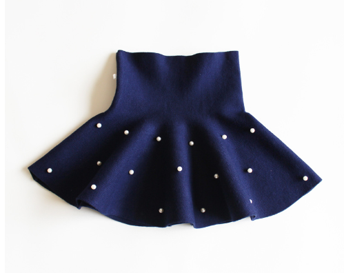 High Waist Knitted Pearl Umbrella Skirt for Girls