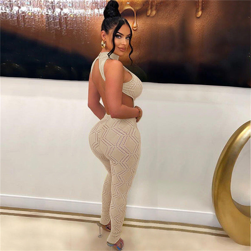 Summer Women's Sexy Backless Bodysuit Jumpsuit