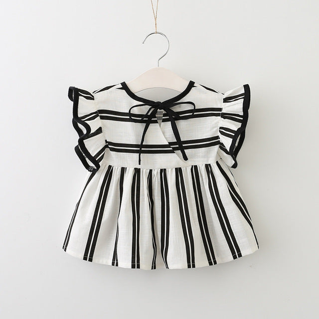 Girls' Ruffled Stripe Blouse for Spring/Summer Tops