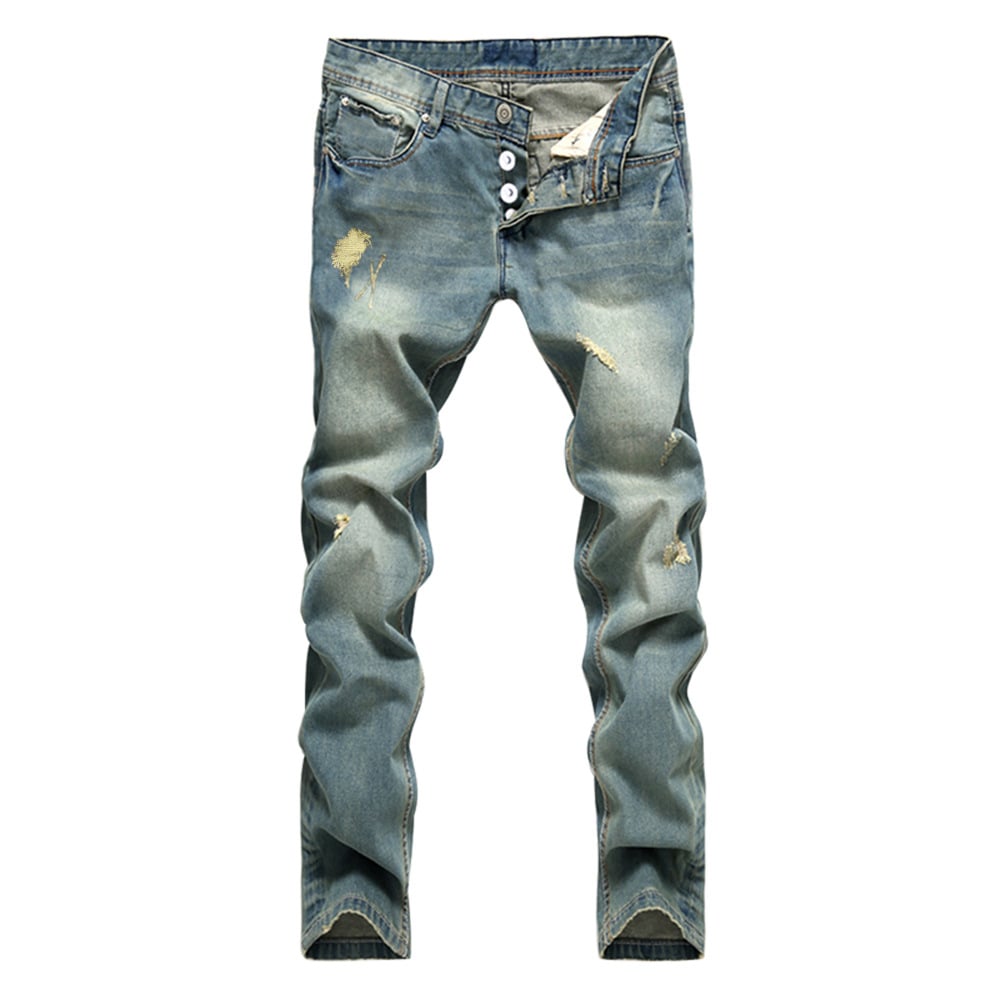 Light-Colored Nostalgic Men's Denim Trousers
