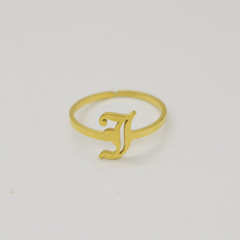 Vintage English Alphabet Ring in 18K Vacuum Plating