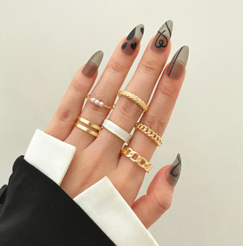 Retro Artistic Relief XINGX 12-Piece Ring Collection