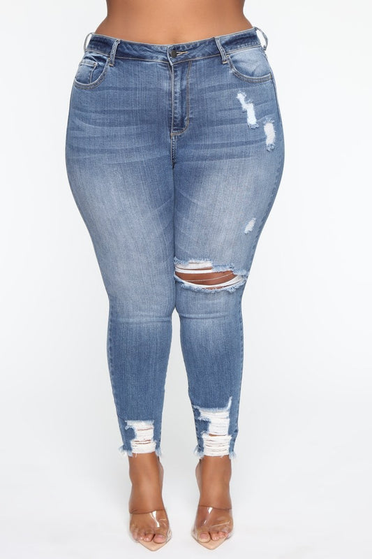 Stretch Ripped Plus Size Women's Jeans