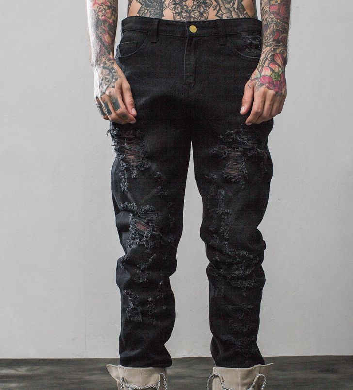 Rose Embroidered Ripped Denim Jeans