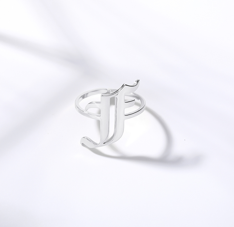 Vintage English Alphabet Ring in 18K Vacuum Plating