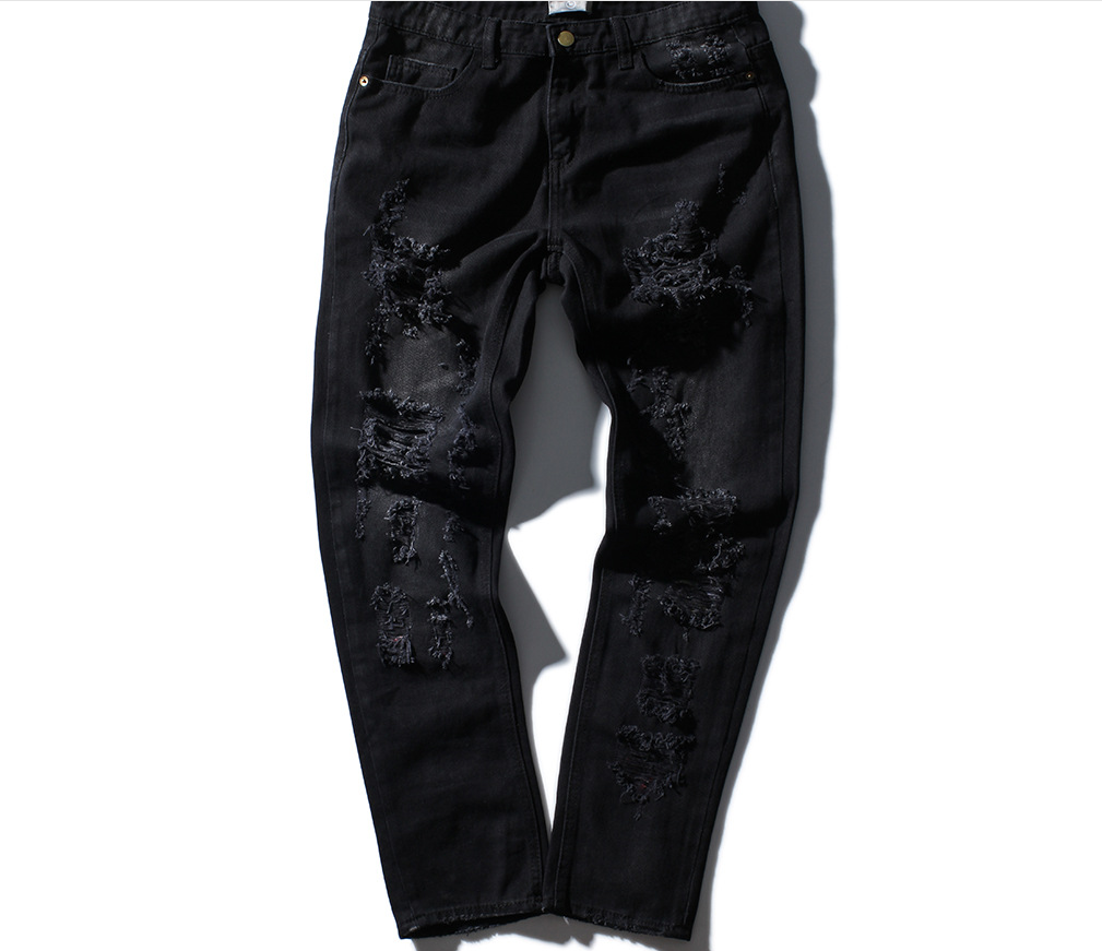 Rose Embroidered Ripped Denim Jeans
