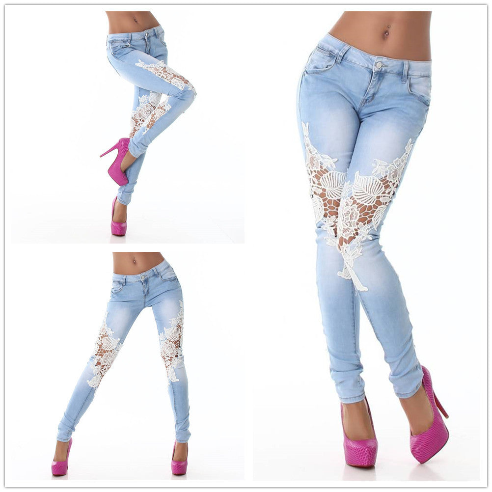 Lace-Trimmed Skinny Jeans and Denim Trousers