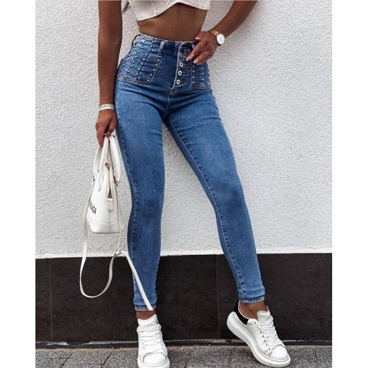 High Waist Skinny Denim Trousers