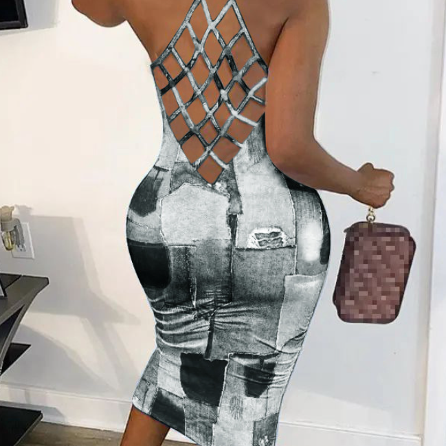 Comfortable Slim Fit Women's Multicolor Grid Dresses