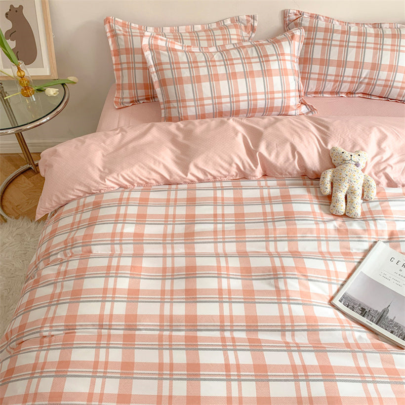 Scandinavian Fashion Quilt Sets with Soft Plaid Sheets