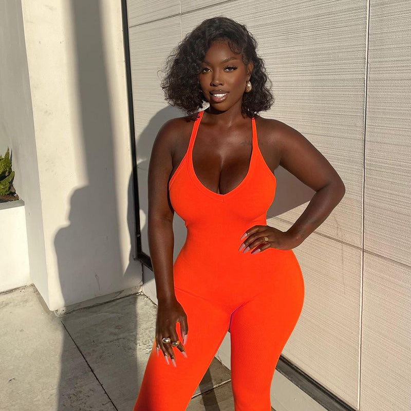 Women's Sexy Solid High Waist Jumpsuit