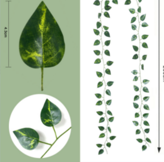 12pcs Artificial Green Leaf Hanging Vine for Decor