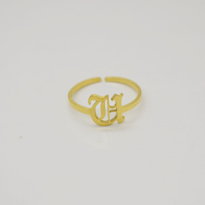 Vintage English Alphabet Ring in 18K Vacuum Plating
