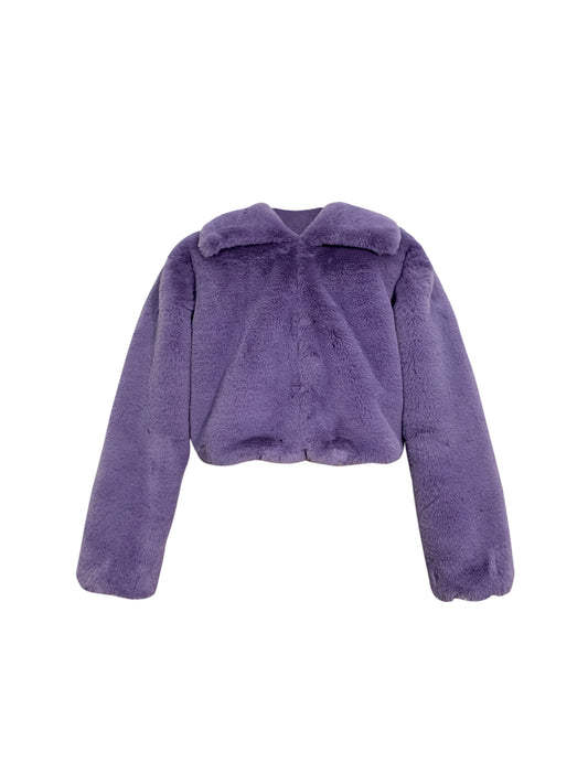 Purple Faux Fur Jacket for Women - Short Vintage Style