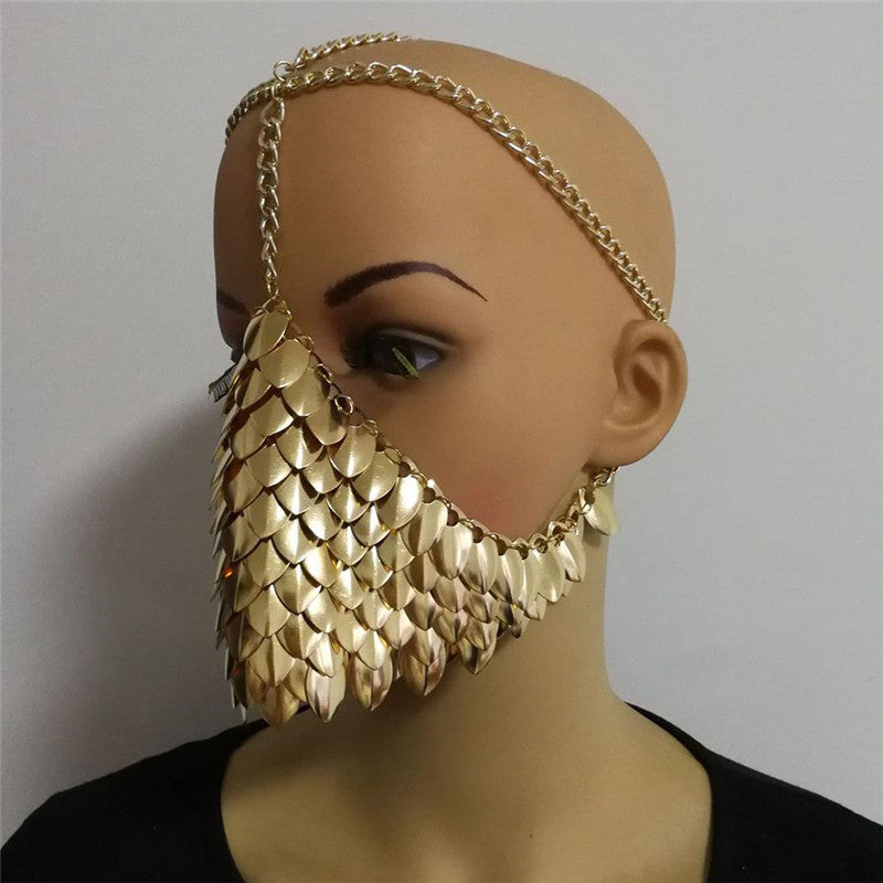 New Women's Punk Alloy Head Chain with Mask Design