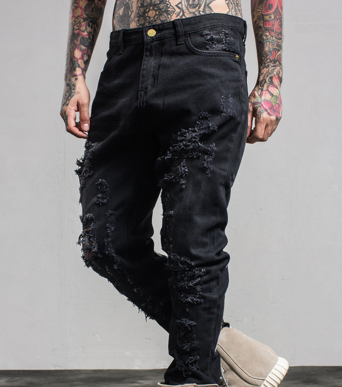 Rose Embroidered Ripped Denim Jeans