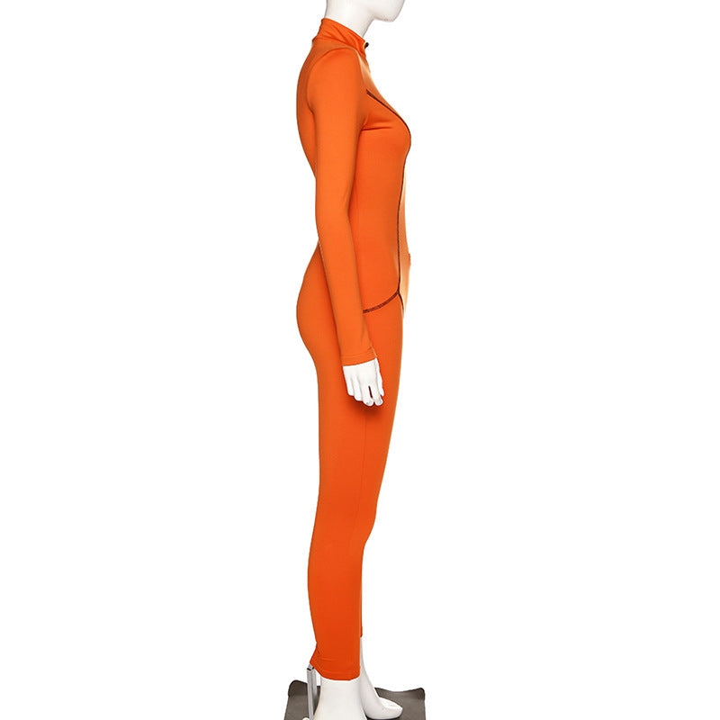 High-Waisted Zippered Reflective Jumpsuit