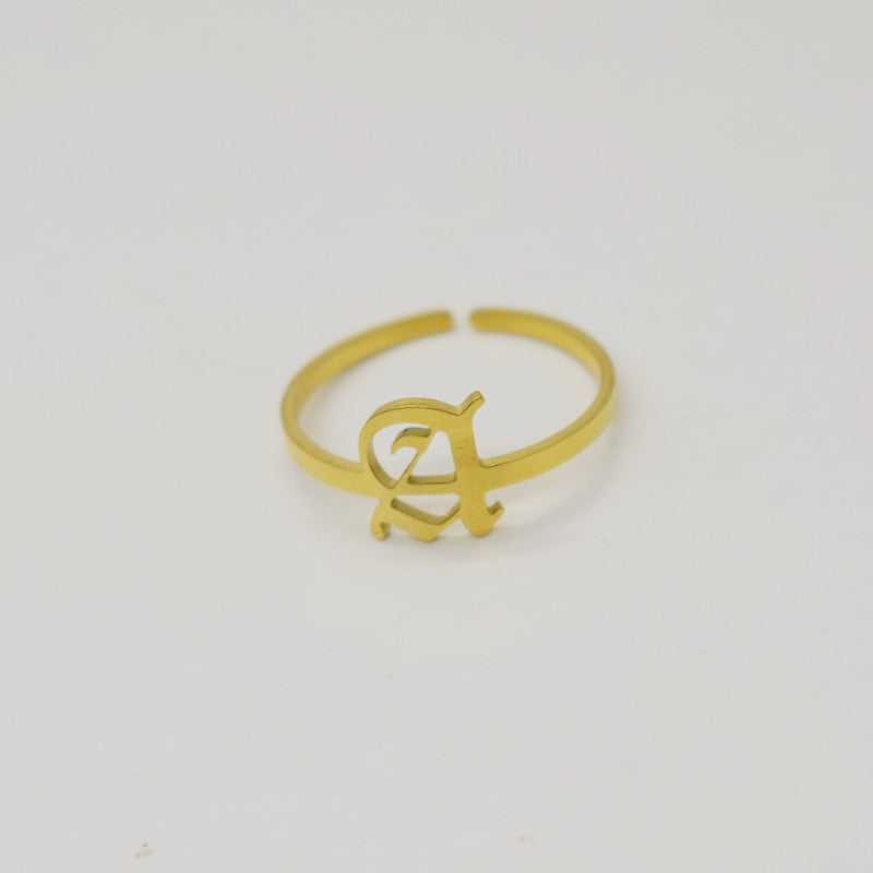 Vintage English Alphabet Ring in 18K Vacuum Plating